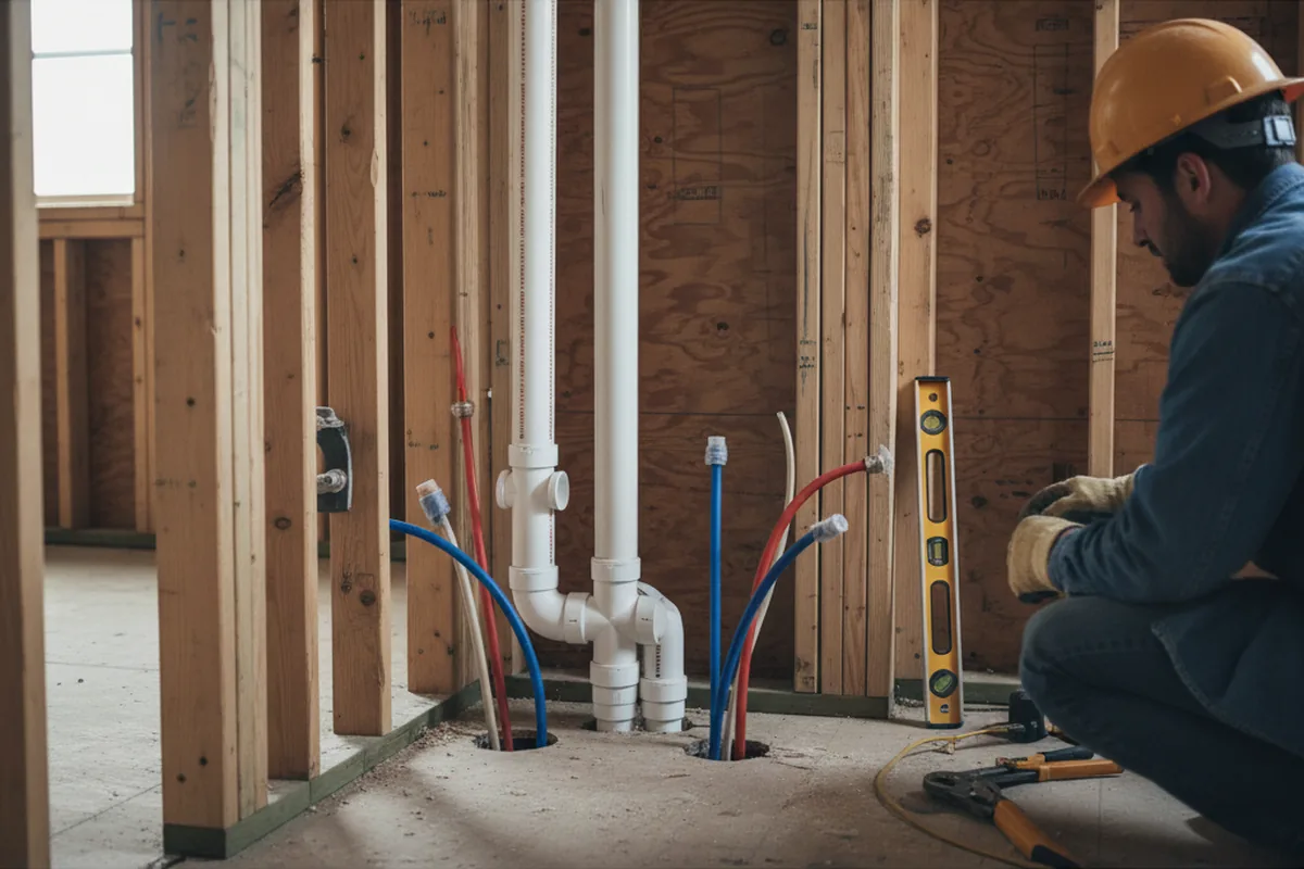 Drain and supply rough-in during Sump Pump Repair in Spokane